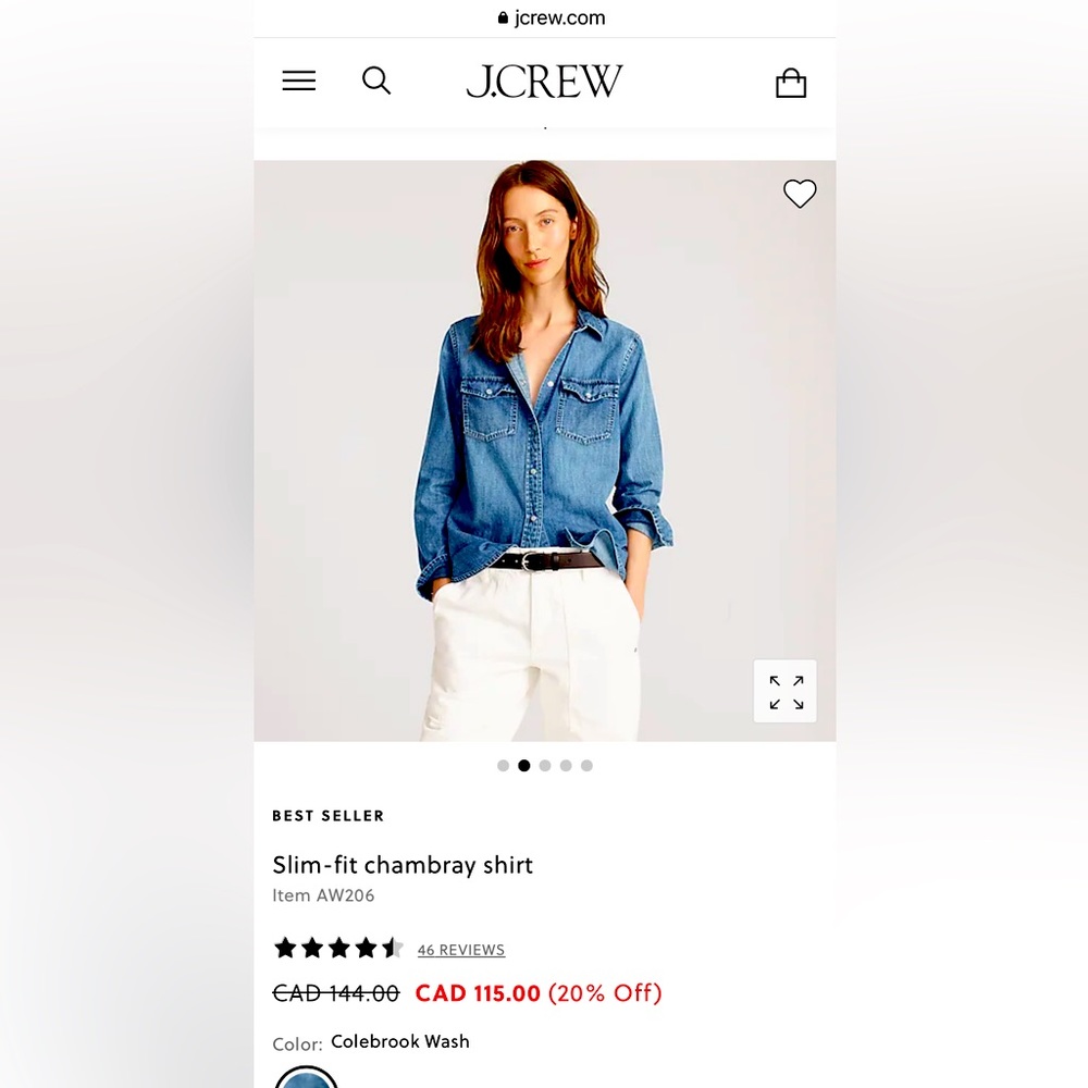 Chambray J Crew Button up Size 8